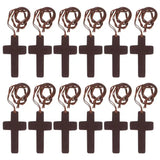 12pcs Wooden Cross Pendant Necklace for Men Women