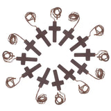 12pcs Wooden Cross Pendant Necklace for Men Women