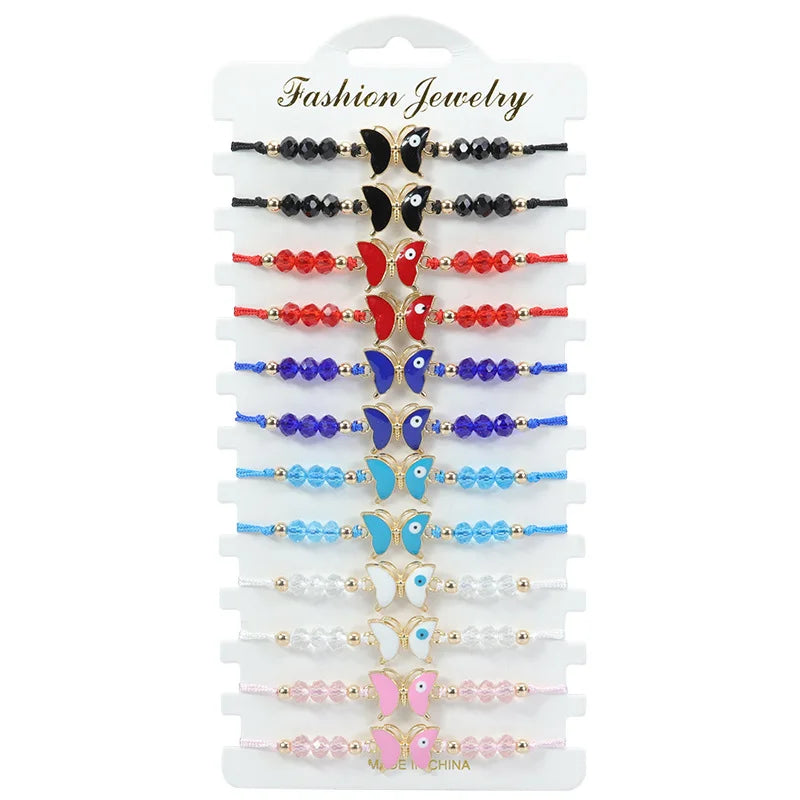 Colorful Butterfly Eyes Beaded Bracelet Set