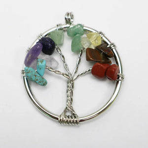 12pcs Natural Stone Tree Life Quartz Pendants 7 Chakra Necklace