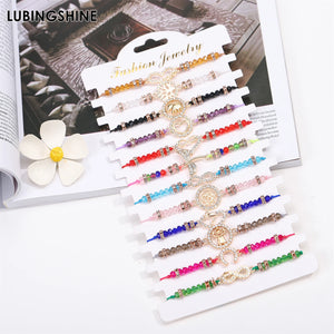 12pcs Rainbow Heart Animal Angle Rose Crystal Bracelet Women Girls