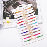 12pcs Rainbow Heart Animal Angle Rose Crystal Bracelet Women Girls