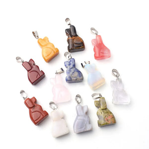12pcs Moonstone Aquamarine Hound Charm Dog Pendant
