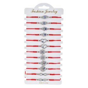 12pcs Evil Eye Bracelet Red String Fatima Hand Charms Jewelry