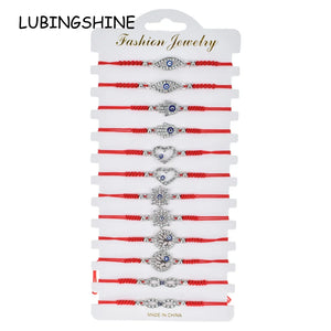 12pcs Evil Eye Bracelet Red String Fatima Hand Charms Jewelry
