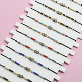 Boho Shell Heart Charms Crystal Glass Seed Beads Bracelets