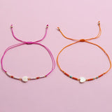 Boho Shell Heart Charms Crystal Glass Seed Beads Bracelets