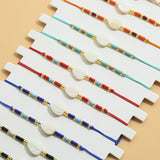 Boho Shell Heart Charms Crystal Glass Seed Beads Bracelets