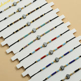 Boho Shell Heart Charms Crystal Glass Seed Beads Bracelets