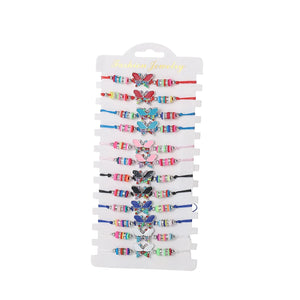 12pcs Butterfly Charms Crystal Seed Beads Bracelet Anklets Girl Kids Jewelry