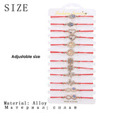 Braid Rope Bracelet Set Crystal Eyes Tree of Life Heart Pendant Charms