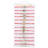 Braid Rope Bracelet Set Crystal Eyes Tree of Life Heart Pendant Charms