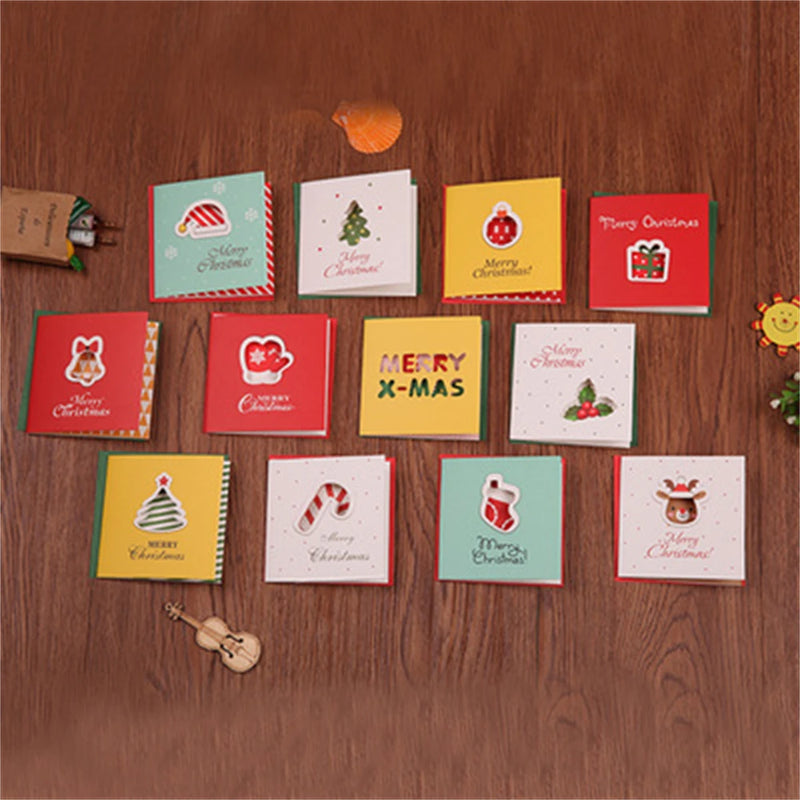 12pcs Merry Christmas Cards w/ Envelope Xmas Decoration