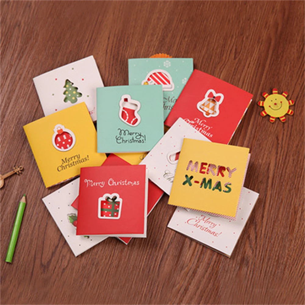 12pcs Merry Christmas Cards w/ Envelope Xmas Decoration