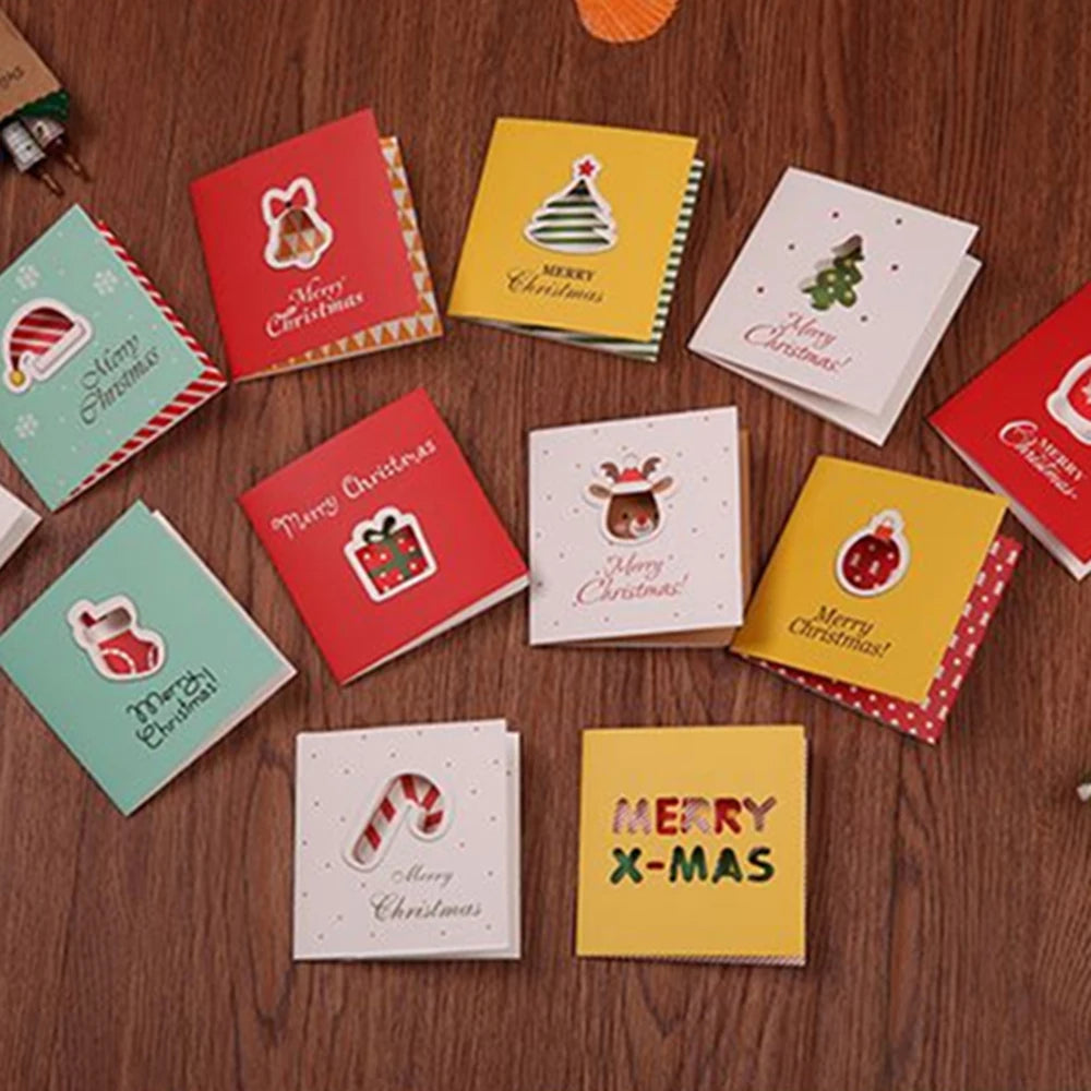 12pcs Merry Christmas Cards w/ Envelope Xmas Decoration