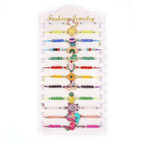 12pcs Multicolor Crystal Hamsa Hand Evil Eye Charm Bracelet