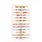 12pcs Multicolor Crystal Hamsa Hand Evil Eye Charm Bracelet