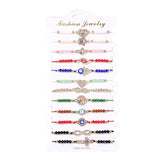12pcs Multicolor Crystal Hamsa Hand Evil Eye Charm Bracelet