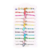 12pcs Multicolor Crystal Hamsa Hand Evil Eye Charm Bracelet