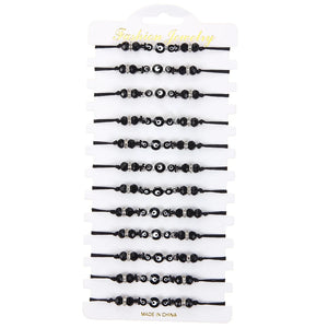 12pcs Multicolor Evil Eye Charms Bracelets Crystal Bead Adjustable Anklets