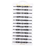 12pcs Multicolor Evil Eye Charms Bracelets Crystal Bead Adjustable Anklets