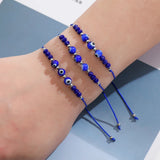 12pcs Multicolor Evil Eye Charms Bracelets Crystal Bead Adjustable Anklets