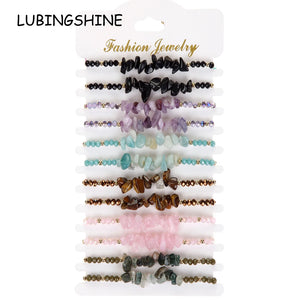 12pcs Natural Stone 7 Chakra Bracelets Healing Crystal Anklet Jewelry
