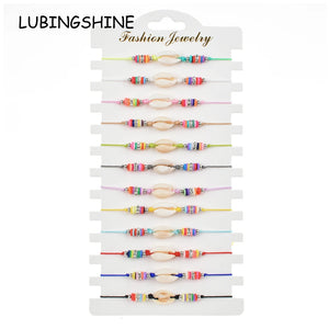 12pcs Shell Bracelets for Women Child Rhinestones Adjustable Charms Anklets