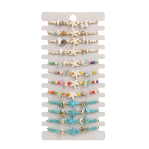 12pcs Shell Bracelets Conch Anklets Turquoise Beach Foot Chains Charms