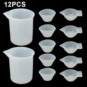 12pcs Silicone Mixing Stirrer Dropper Measuring Cups DIY Jewelry Making Tool Kit