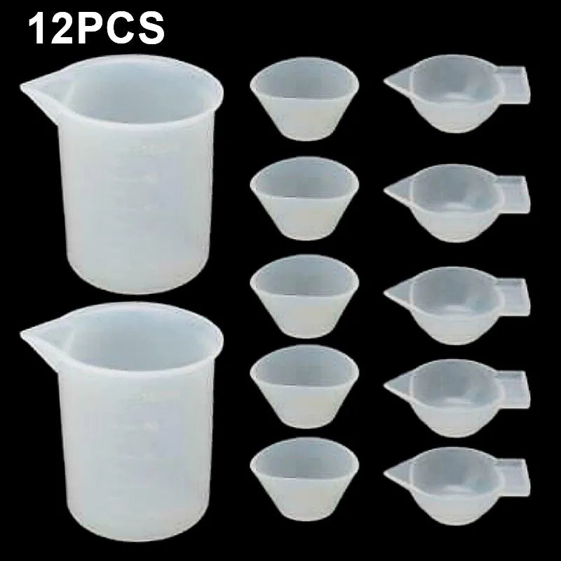 12pcs Silicone Mixing Stirrer Dropper Measuring Cups DIY Jewelry Making Tool Kit