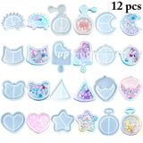 12pcs Silicone Shaker Mold DIY Resin Casting Jewelry Pendant Making Mould Tool