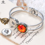 12pcs Glass Charms Constellation Zodiac 18MM Snap Button Bracelet Beads