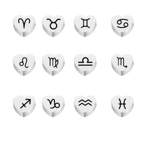 12pcs Zodiac Constellation Heart Beads Necklaces Charms Bracelets Pendants