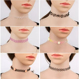 12pcs Tattoo Rainbow Chokers Stretch Henna Gothic Women Jewelry
