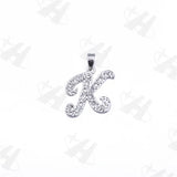 12pcs Steel Letter Charms with Rhinestones, Alphabet Necklace Pendants