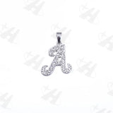 12pcs Steel Letter Charms with Rhinestones, Alphabet Necklace Pendants
