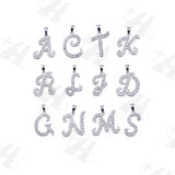 12pcs Steel Letter Charms with Rhinestones, Alphabet Necklace Pendants