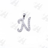 12pcs Steel Letter Charms with Rhinestones, Alphabet Necklace Pendants