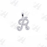 12pcs Steel Letter Charms with Rhinestones, Alphabet Necklace Pendants