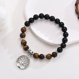 Tree of Life Charms Tiger Eye Stone Bracelet Beads Stretch Yoga Jewelry