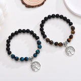 Tree of Life Charms Tiger Eye Stone Bracelet Beads Stretch Yoga Jewelry