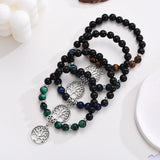 Tree of Life Charms Tiger Eye Stone Bracelet Beads Stretch Yoga Jewelry
