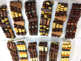 Vintage Wood Beaded Elastic Bracelets Tribal Wristbands Men's Cuff