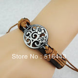 12pcs Leather Carving Flower Bracelets, Mens Womens Bangles A-763
