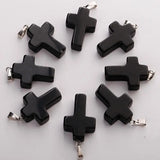 12pcs Natural Stone Charms Cross Necklace Set