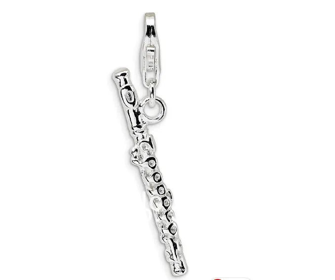 12pcs Silver Flute Charm Jewelry