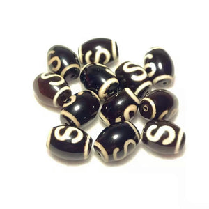 12pcs/lot 12*16mm Agate Beads Black/White Money Hook Totem DZI Beads