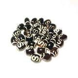 12pcs/lot 12*16mm Agate Beads Black/White Money Hook Totem DZI Beads
