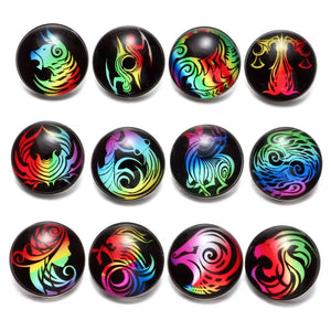 12 Constellation Zodiac Glass Snap Button Charm for 18mm Snaps Bracelet